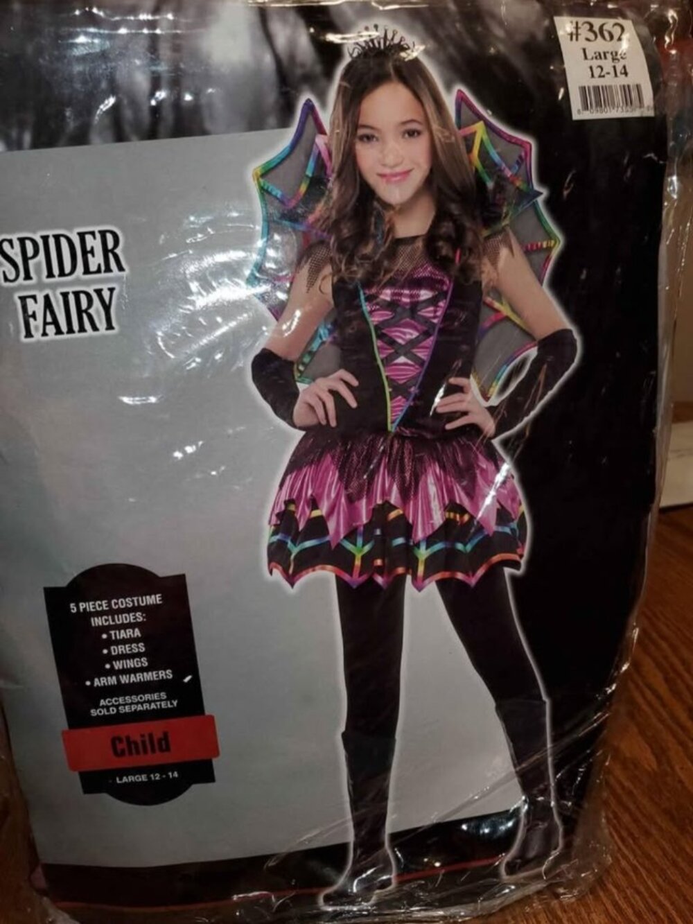 Girls Halloween costume spider fairy size large